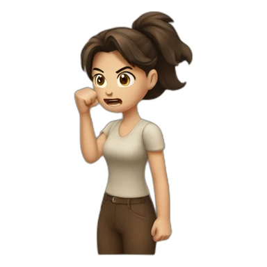 Angry brunette shaking her fist sticker