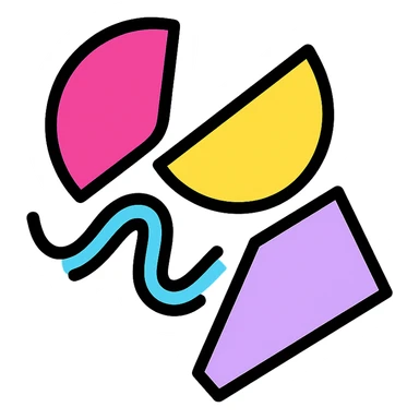 modern, minimalist logo for Unhinge co-founder matching app, dynamic, unrestrained geometric shapes, slightly chaotic but clean, bold, tech-inspired, playful vibe, color palette mixes neon startup energy with pastel chaos, no cliché symbols, designed for app icon and favicon sticker