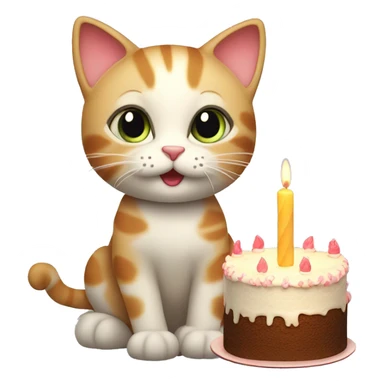 a cute little cat with a cake and candles to say hello. sticker