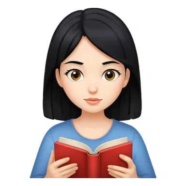 Chica de pelo negro leyendo un libro sticker