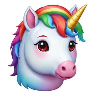 Small chubby unicorn in colour jade, black and red eyes, faring rainbow sticker