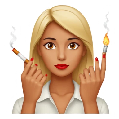 Nails holding q cigarette  sticker