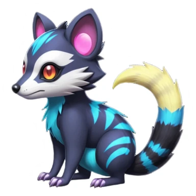 Edgy punky gothic dark gloomy colorful neon dusky Civet-Electrike-Manectric-Genet-Furret-Fakemon-Pokémon-fusion-creature  sticker