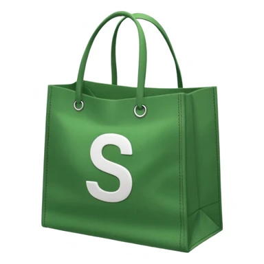 Green shopping bag with an S logo in the middle. sticker