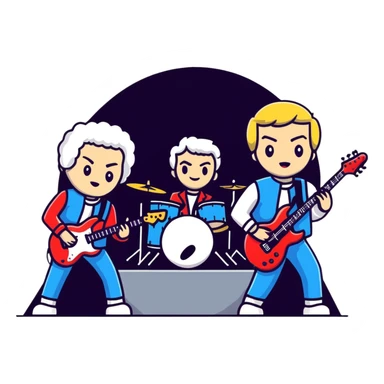 Queen rock band members performing together sticker