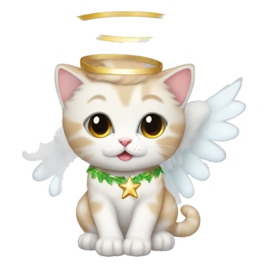 kitten dressed as Christmas angel sticker
