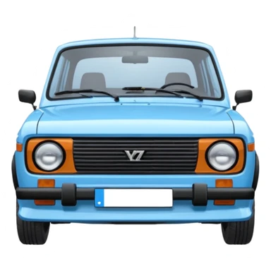 LADA car. Russian car. Model VAZ 2107. Realistic proportions. Front view. sticker