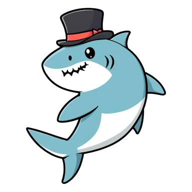 Shark with a top hat sticker