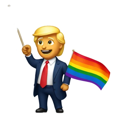 Donald Trump waving a gay flag sticker