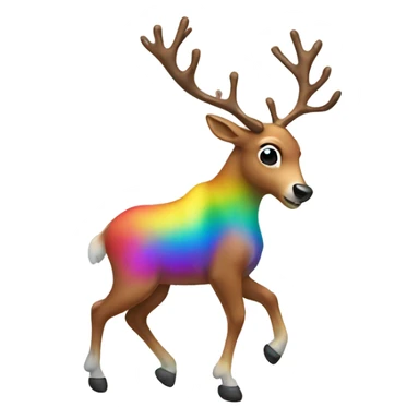 dabbing rainbow colored reindeer sticker
