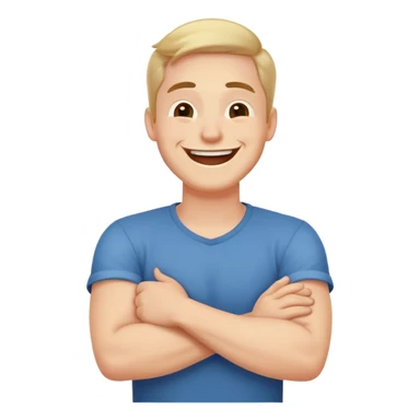 Arms cross holding neck laughing guy ￼￼ sticker