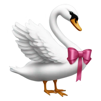 swan with a ribbon sticker