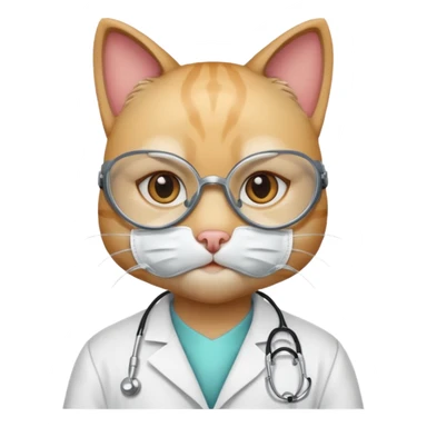 doctor cat, white coat, medical mask sticker