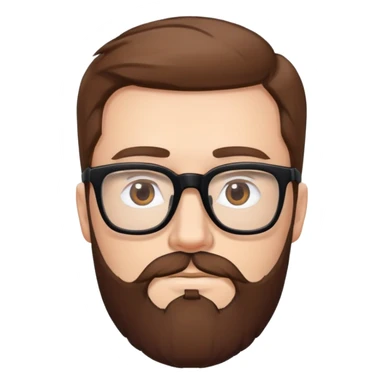 white man with brown hair and beard and hazel eyes and black square eyeglasses  sticker