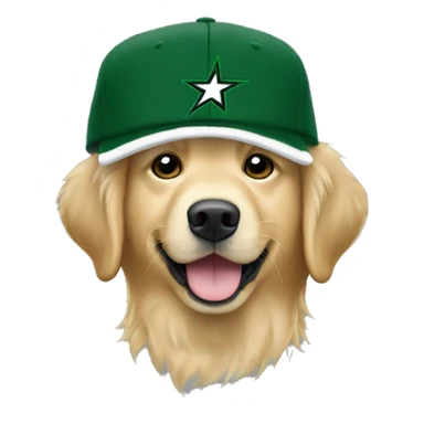 Golden retriever wearing dallas stars winter hat sticker