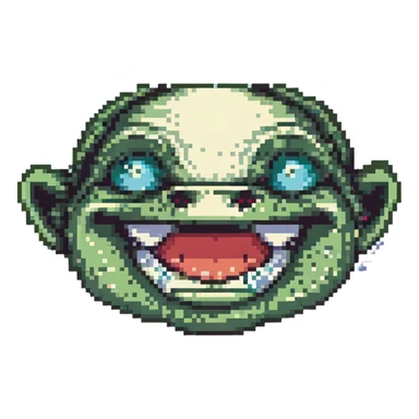 troll face, pixel art style, retro meme look sticker