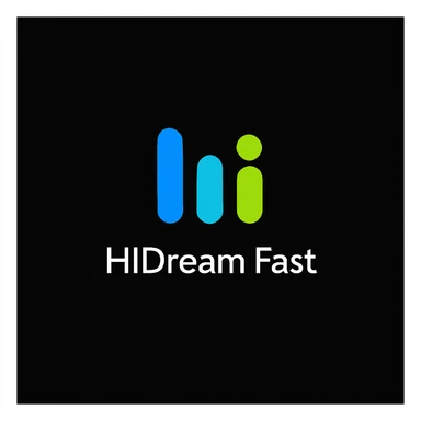 create high dream logo like this with text "HIDream Fast", black background  sticker