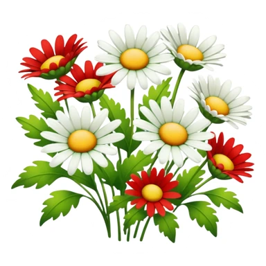 Green, red, yellow and white daisies sticker