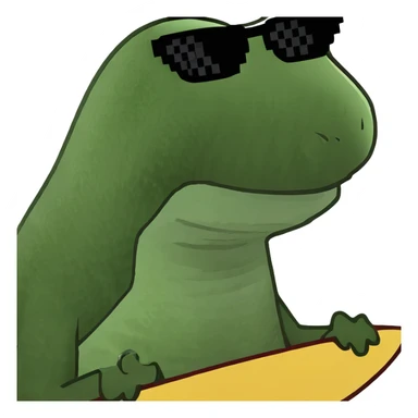 dinosaur on a surfboard sticker