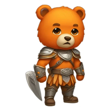Orange warrior bear sticker