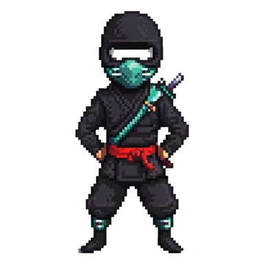 masked ninja in classic pose sticker