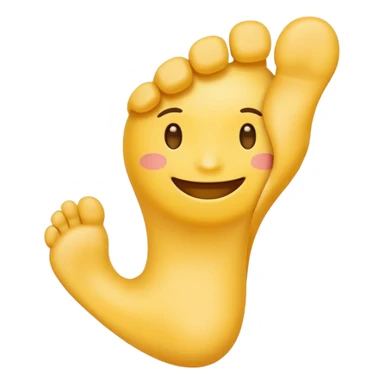 yellow emoji smelling and holding foot sticker