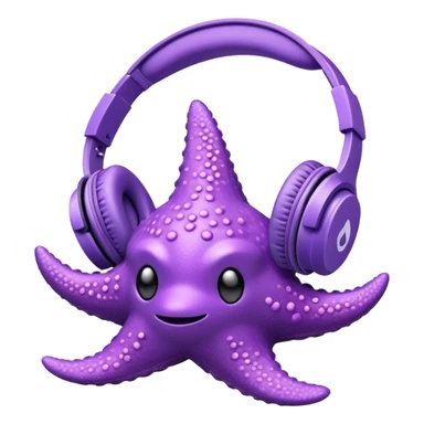 Purple Seastar with headphones sticker