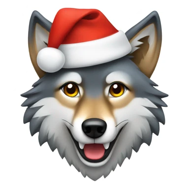 Wolf wearing Christmas hat  sticker