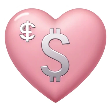 corazón rosa con signo de dinero en medio blanco  sticker