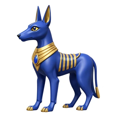 Ancient lapis gold lovely alien anubis immature-aged staged formally posed statue  sticker