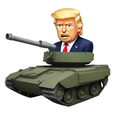 Donald Trump popping out of a tank sticker