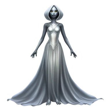 alien Pleiadian female in silver dress, full figure sticker