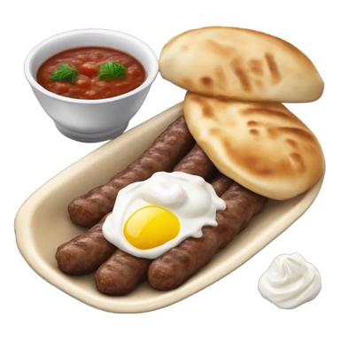 Bosnian national dish cevapi with kaymak and pita bread  sticker