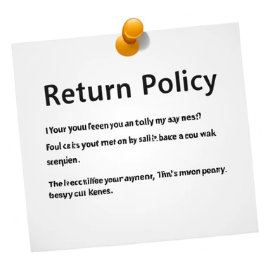 just 2 words "return policy", no background sticker