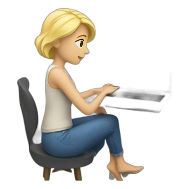 blonde woman watching on laptop sticker