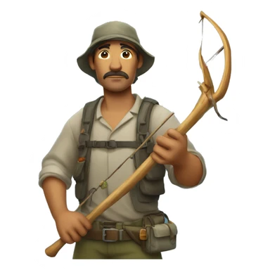 fish hunter with a harpoon in hand sticker