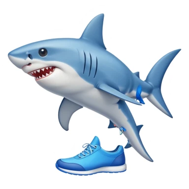 Shark with legs wearing blue shoes sticker