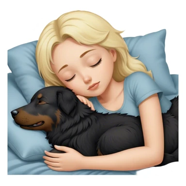 blonde girl sleeping with black australian sheperd sticker