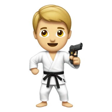 karate master holding a pistol sticker