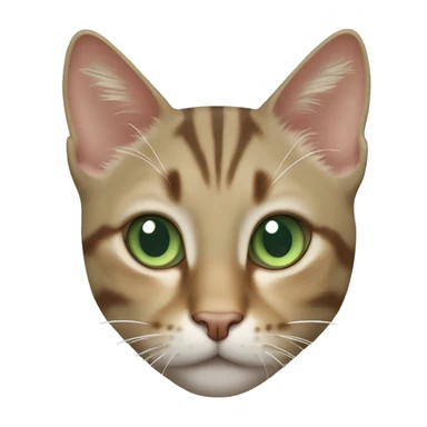 Tabby cat with white chest and light brown small patch on right side of nose and sage green eyes sticker