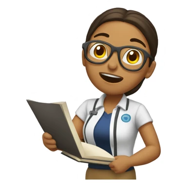 Monita estudiando sacando la lengua  sticker