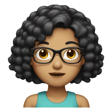 “Girl with black hair and glasses.” sticker