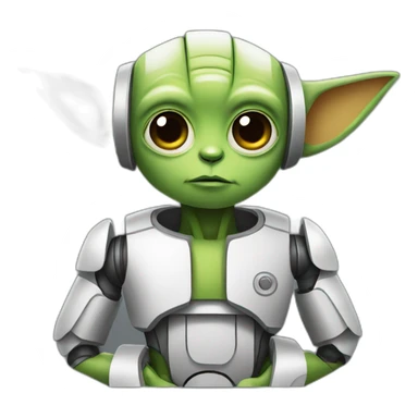 cute robot with yoda ears sticker
