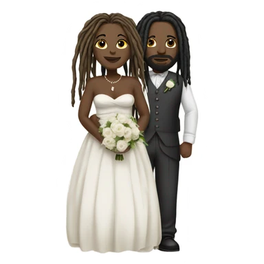 full body Plus size couple with dreads wedding pale sticker