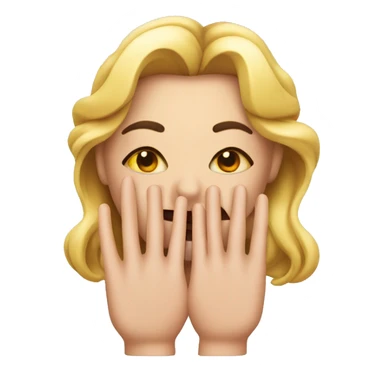 An emoji with close eyes, with big lashes and big lips that are puckering with hands on it side that have long nails and the fingers are touching that palm of the hand  sticker