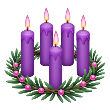 advent wreath with 3 purple candles and one pink candle sticker