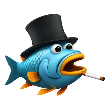 Fish with a hat a mustache and a cigarette sticker