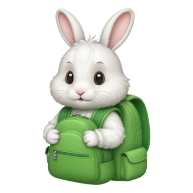 white rabbit wear green backpack sticker