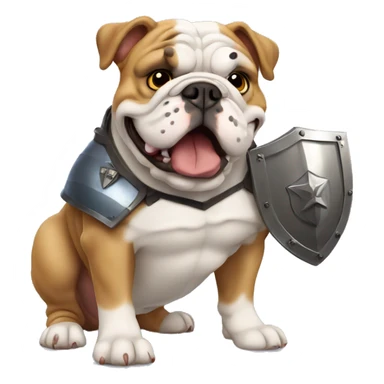 english bulldog with a shield sticker