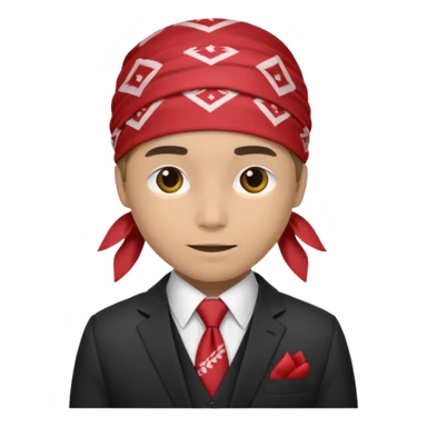 Character wearing a bandana and a suit sticker